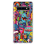 Samsung Galaxy S10 Psychedelic Trippy Happy Aliens Characters Hybrid Protective Phone Case Cover