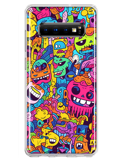 Samsung Galaxy S10 Plus Psychedelic Trippy Happy Characters Pop Art Hybrid Protective Phone Case Cover