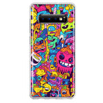 Samsung Galaxy S10 Plus Psychedelic Trippy Happy Characters Pop Art Hybrid Protective Phone Case Cover