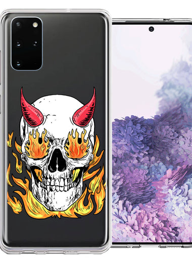 Samsung Galaxy S20 Plus Flamming Devil Skull Design Double Layer Phone Case Cover