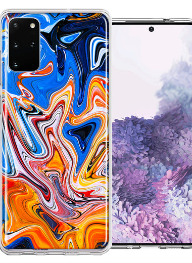 Samsung Galaxy S20 Plus Blue Orange Abstract Design Double Layer Phone Case Cover