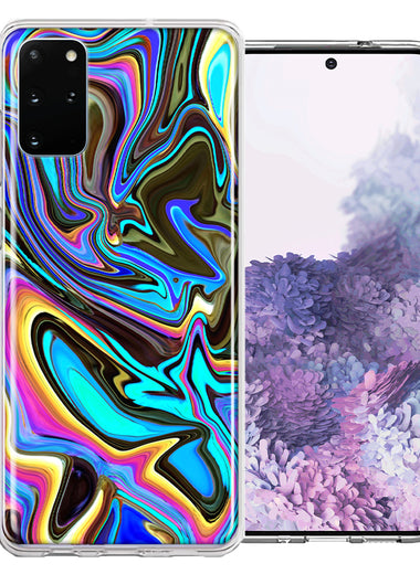 Samsung Galaxy S20 Plus Blue Paint Swirl Design Double Layer Phone Case Cover