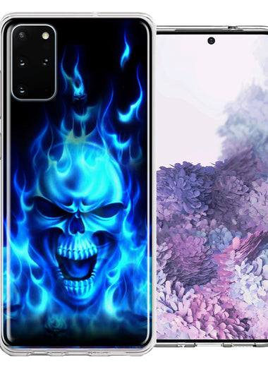 Samsung Galaxy S20 Plus Flaming Skull Design Double Layer Phone Case Cover