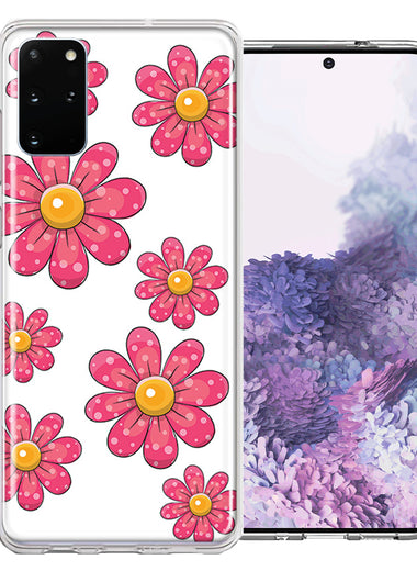 Samsung Galaxy S20 Plus Pink Daisy Flower Design Double Layer Phone Case Cover