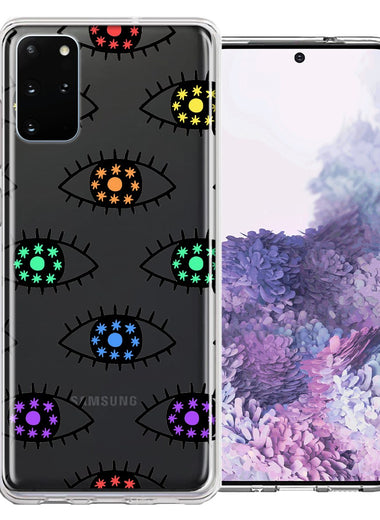 Samsung Galaxy S20 Plus Rainbow Evil Eyes Design Double Layer Phone Case Cover