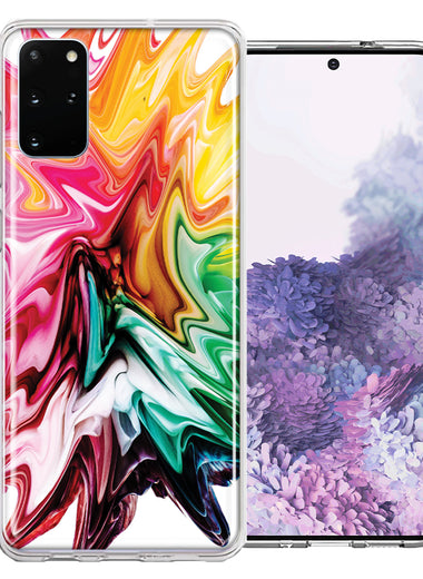 Samsung Galaxy S20 Plus Rainbow Flower Abstract Design Double Layer Phone Case Cover