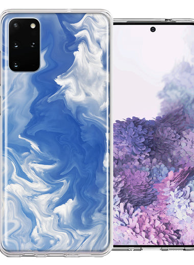 Samsung Galaxy S20 Plus Sky Blue Swirl Design Double Layer Phone Case Cover