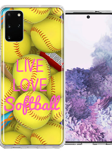 Samsung Galaxy S20 Plus Love Softball Design Double Layer Phone Case Cover