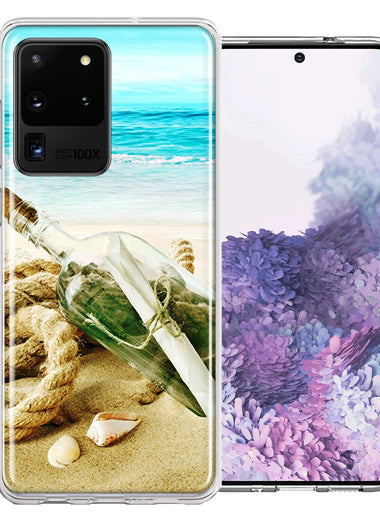 Samsung Galaxy S20 Ultra Beach Message Bottle Design Double Layer Phone Case Cover