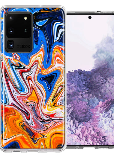 Samsung Galaxy S20 Ultra Blue Orange Abstract Design Double Layer Phone Case Cover