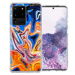 Samsung Galaxy S20 Ultra Blue Orange Abstract Design Double Layer Phone Case Cover