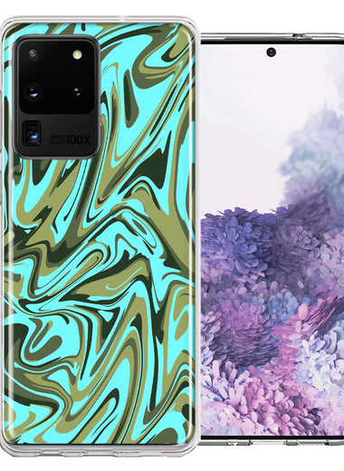 Samsung Galaxy S20 Ultra Blue Green Abstract Design Double Layer Phone Case Cover