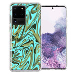 Samsung Galaxy S20 Ultra Blue Green Abstract Design Double Layer Phone Case Cover