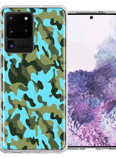 Samsung Galaxy S20 Ultra Blue Green Camo Design Double Layer Phone Case Cover