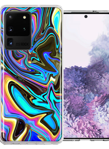 Samsung Galaxy S20 Ultra Blue Paint Swirl Design Double Layer Phone Case Cover