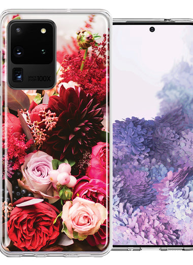 Samsung Galaxy S20 Ultra Colorful Flowers Design Double Layer Phone Case Cover