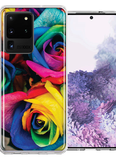 Samsung Galaxy S20 Ultra Colorful Roses Design Double Layer Phone Case Cover