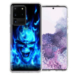 Samsung Galaxy S20 Ultra Flaming Skull Design Double Layer Phone Case Cover