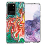 Samsung Galaxy S20 Ultra Green Pink Abstract Design Double Layer Phone Case Cover