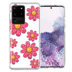 Samsung Galaxy S20 Ultra Pink Daisy Flower Design Double Layer Phone Case Cover