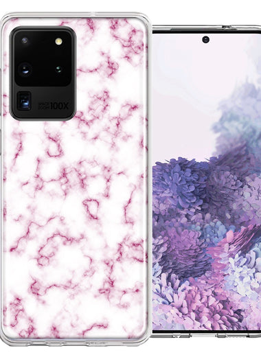 Samsung Galaxy S20 Ultra Pink Marble Design Double Layer Phone Case Cover
