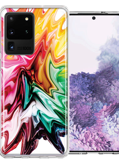 Samsung Galaxy S20 Ultra Rainbow Flower Abstract Design Double Layer Phone Case Cover