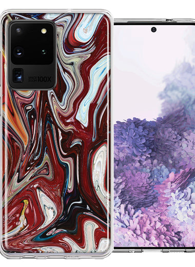 Samsung Galaxy S20 Ultra Red White Abstract Design Double Layer Phone Case Cover