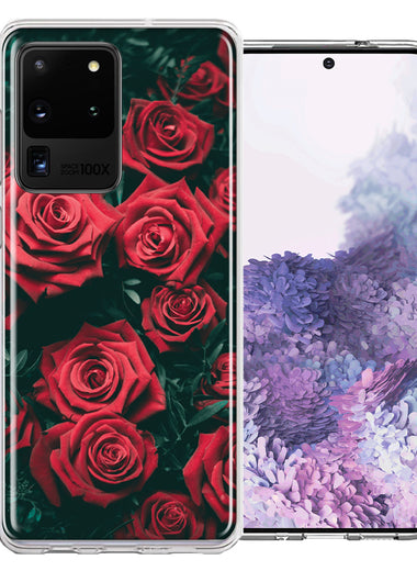 Samsung Galaxy S20 Ultra Red Roses Design Double Layer Phone Case Cover