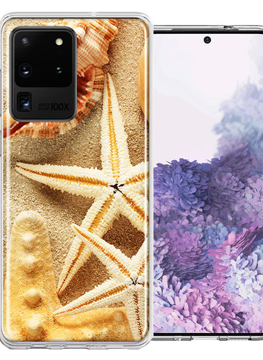 Samsung Galaxy S20 Ultra Sand Shells Starfish Design Double Layer Phone Case Cover