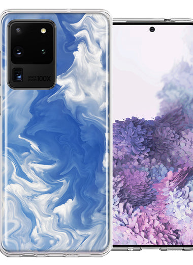 Samsung Galaxy S20 Ultra Sky Blue Swirl Design Double Layer Phone Case Cover