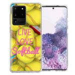 Samsung Galaxy S20 Ultra Love Softball Design Double Layer Phone Case Cover