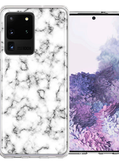 Samsung Galaxy S20 Ultra White Grey Marble Design Double Layer Phone Case Cover