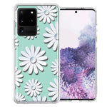 Samsung Galaxy S20 Ultra White Teal Daisies Design Double Layer Phone Case Cover