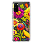 Samsung Galaxy S20 Colorful Yellow Pink Folk Style Floral Vibrant Spring Flowers Hybrid Protective Phone Case Cover
