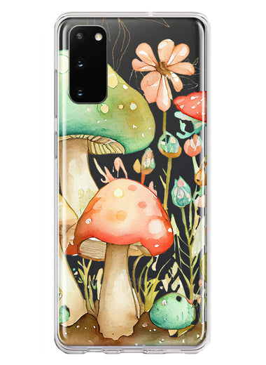 Samsung Galaxy S20 Fairytale Watercolor Mushrooms Pastel Spring Flowers Floral Hybrid Protective Phone Case Cover