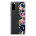 Samsung Galaxy S20 Navy Blue Summer Watercolor Floral Classic Purple Flowers Hybrid Protective Phone Case Cover