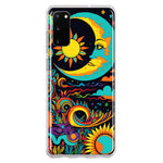 Samsung Galaxy S20 Neon Rainbow Psychedelic Indie Hippie Indie Moon Hybrid Protective Phone Case Cover