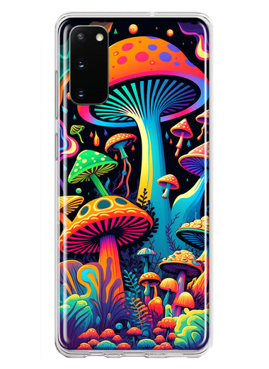 Samsung Galaxy S20 Neon Rainbow Psychedelic Indie Hippie Mushrooms Hybrid Protective Phone Case Cover