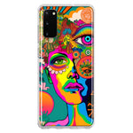 Samsung Galaxy S20 Neon Rainbow Psychedelic Hippie One Eye Pop Art Hybrid Protective Phone Case Cover