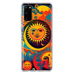 Samsung Galaxy S20 Neon Rainbow Psychedelic Indie Hippie Sun Moon Hybrid Protective Phone Case Cover