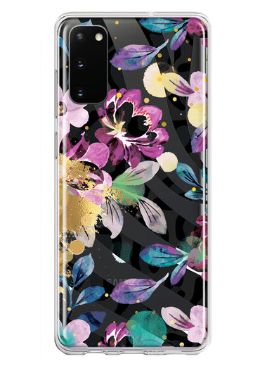 Samsung Galaxy S20 Zebra Stripes Tropical Flowers Purple Blue Summer Vibes Hybrid Protective Phone Case Cover