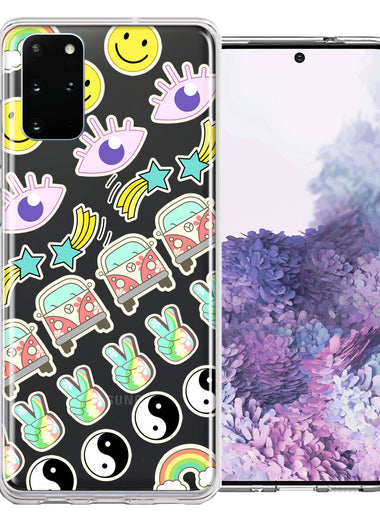 Samsung Galaxy S20 70's Yin Yang Hippie Happy Peace Stars Design Double Layer Phone Case Cover