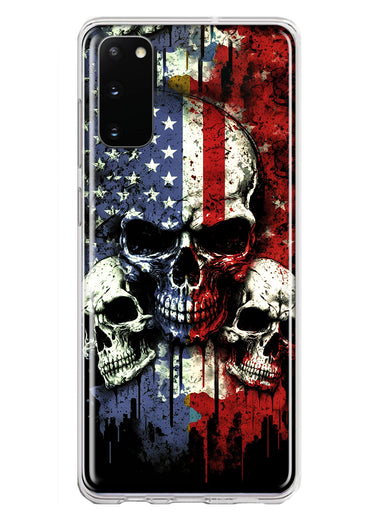 Samsung Galaxy S20 American USA Flag Skulls Blue Red Double Layer Phone Case Cover