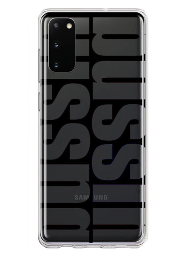 Samsung Galaxy S20 Black Clear Funny Text Quote Bussin Hybrid Protective Phone Case Cover