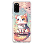 Samsung Galaxy S20 Kawaii Manga Pink Cherry Blossom Cute Cat Hybrid Protective Phone Case Cover