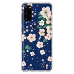 Samsung Galaxy S20 Kawaii Japanese Pink Cherry Blossom Navy Blue Hybrid Protective Phone Case Cover