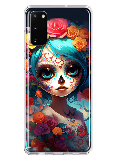 Samsung Galaxy S20 Halloween Spooky Colorful Day of the Dead Skull Girl Hybrid Protective Phone Case Cover