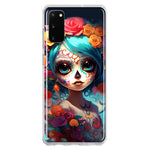 Samsung Galaxy S20 Halloween Spooky Colorful Day of the Dead Skull Girl Hybrid Protective Phone Case Cover
