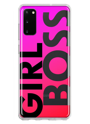 Samsung Galaxy S20 Pink Clear Funny Text Quote Girl Boss Hybrid Protective Phone Case Cover
