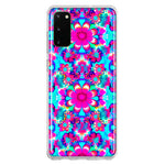 Samsung Galaxy S20 Pink Blue Vintage Hippie Tie Dye Flowers Hybrid Protective Phone Case Cover
